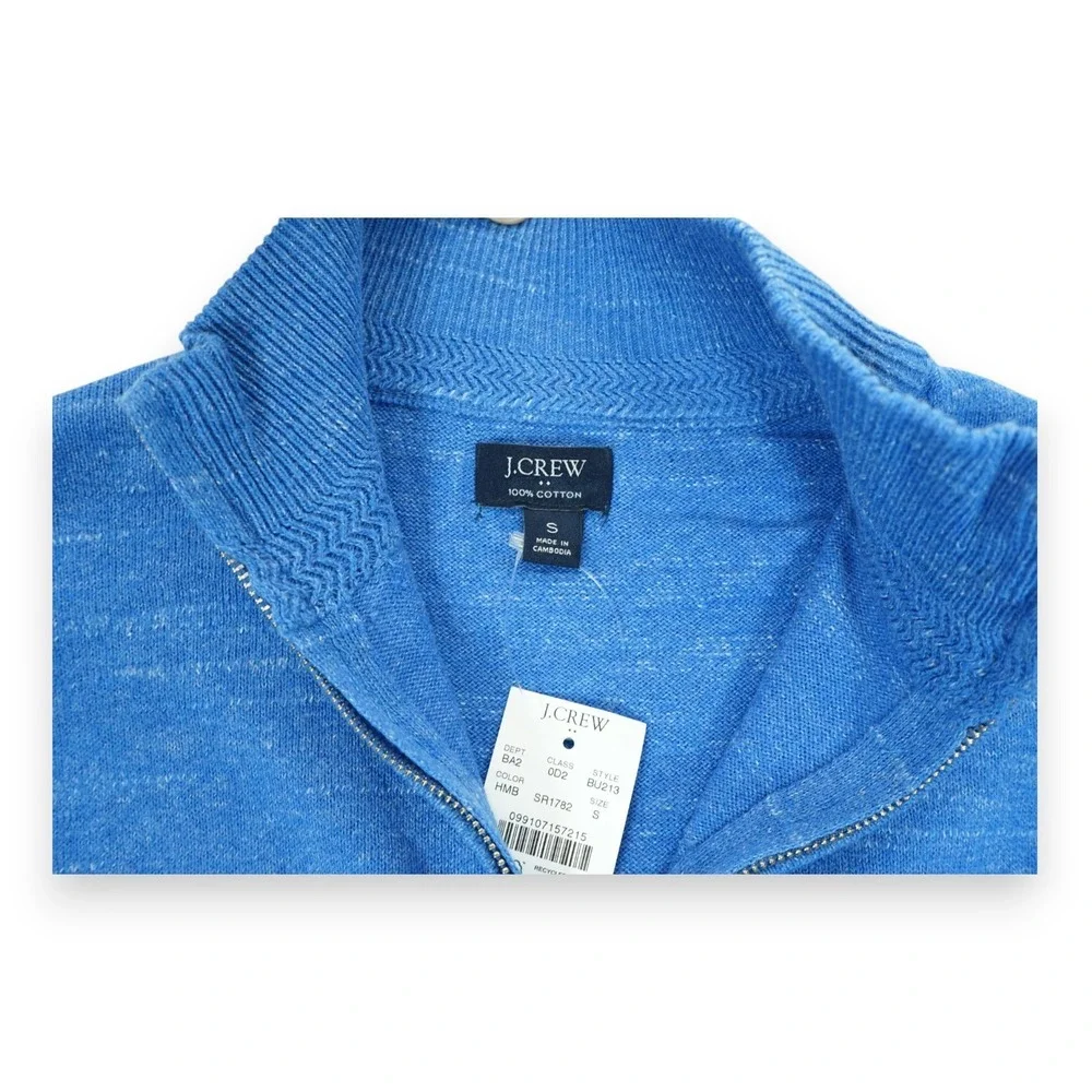 NWT J.Crew Ragland Half-Zip Sweater Men XL Blue Cotton Mock Neck Casual‎